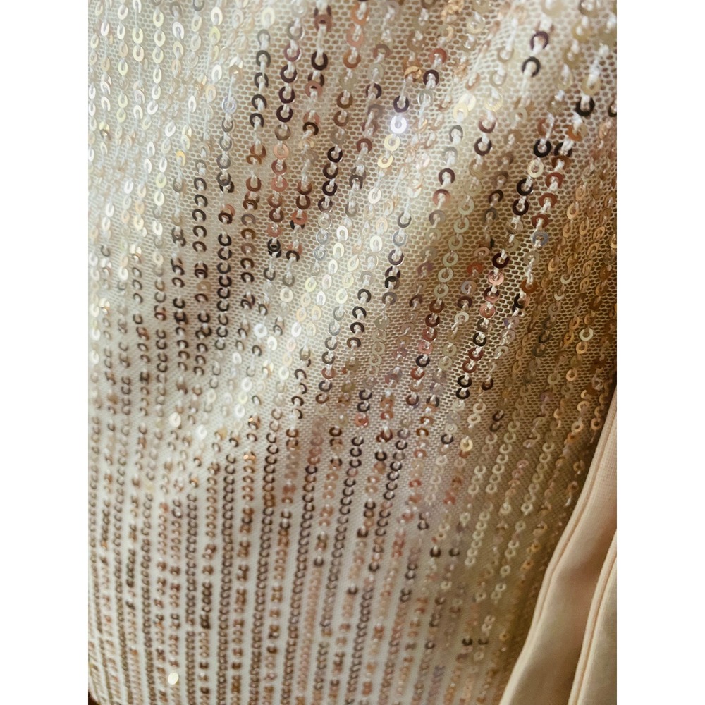 Grace Karin L Wrap Top Sequin Skirt Long Sleeve Sheath Dress Blush Pink Gold NWT - Picture 6 of 12
